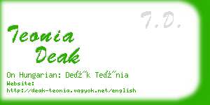 teonia deak business card